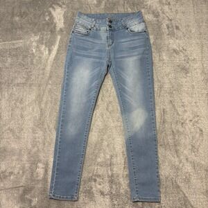 Bamboo Jeans Womens 11/12 Blue Skinny Stretch Mid Rise Denim Pants 28x27